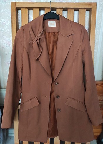 Düğmeli Bej-Açık Kahve Kadın Blazer Ceket