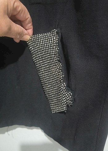 Düğmeli Siyah Denim Kadın Ceket - Görsel 5