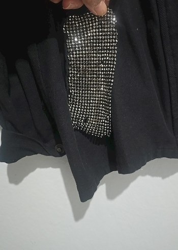 Düğmeli Siyah Denim Kadın Ceket - Görsel 6