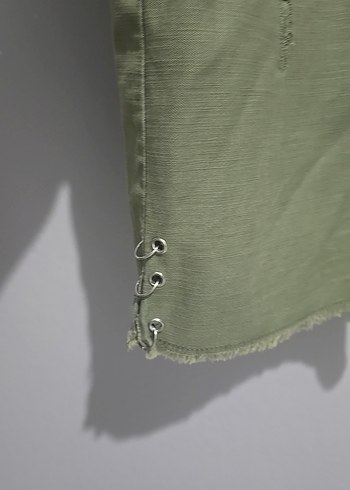 Düğmeli Yeşil Kamuflaj Kadın Ceket - Görsel 8