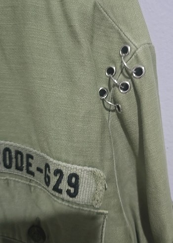 Düğmeli Yeşil Kamuflaj Kadın Ceket - Görsel 10