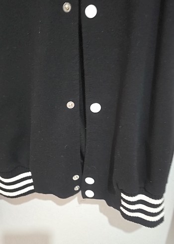 Kadın Siyah Beyaz Uzun Kollu Spor Ceket - Görsel 5