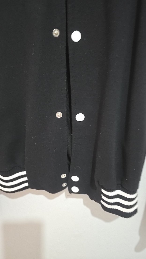 Kadın Siyah Beyaz Uzun Kollu Spor Ceket - Görsel 5