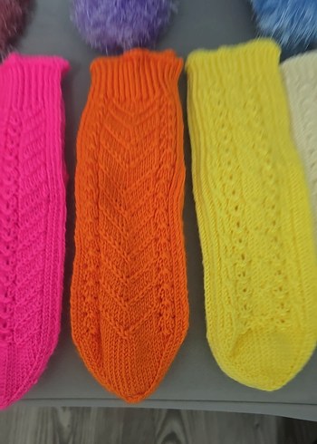 Kız Çocukları için Örgü Pembe Çorap - Görsel 3