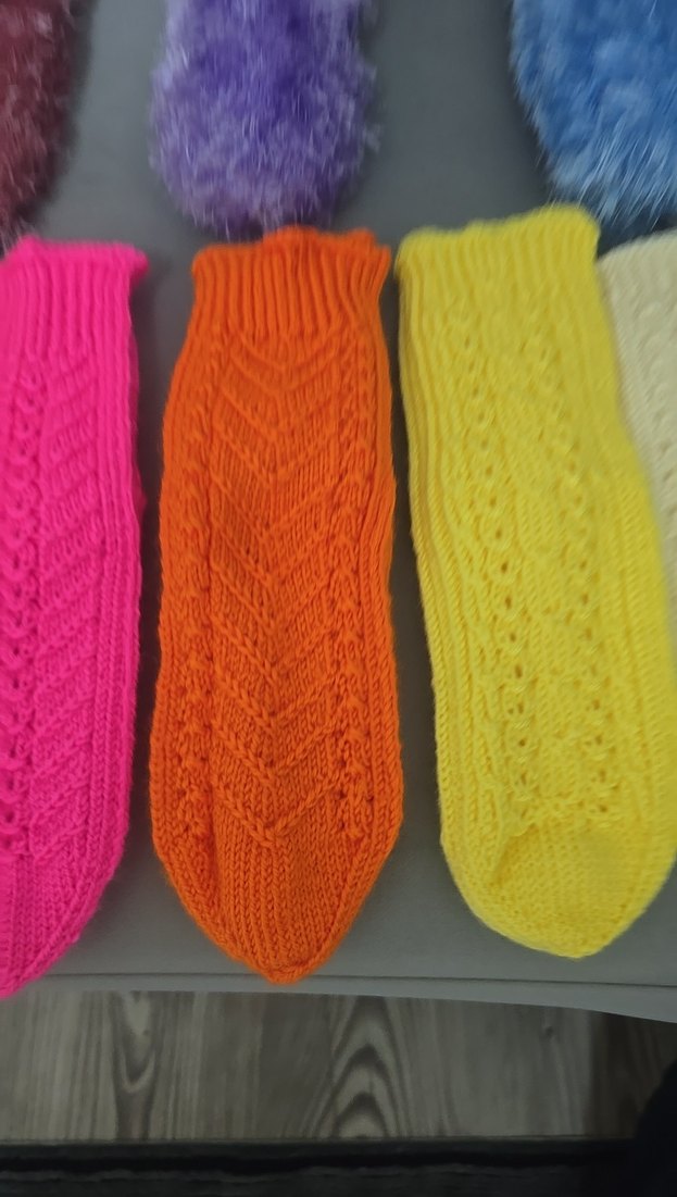 Kız Çocukları için Örgü Pembe Çorap - Görsel 3