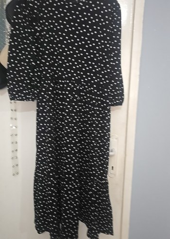 Siyah Puantiyeli Midi Elbise - Görsel 6