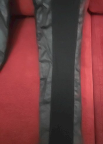 Fermuarlı Siyah Deri Gotik Kadın Tayt - Görsel 2