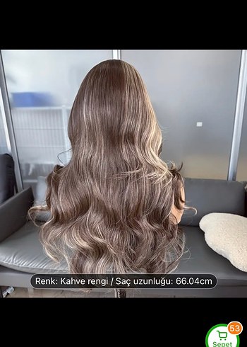 Kahverengi Uzun ombre Sentetik Peruk - Görsel 5