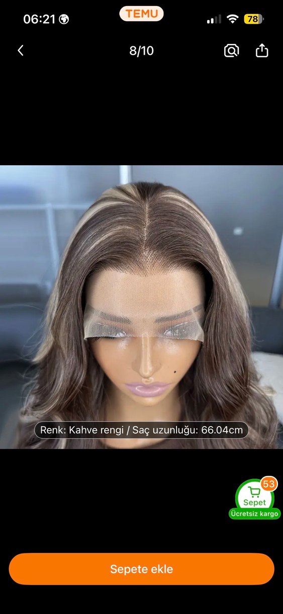 Kahverengi Uzun ombre Sentetik Peruk - Görsel 4