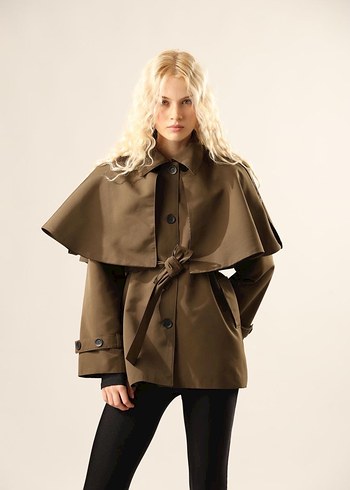 Kadın yeşil Midi Oversize Trençkot