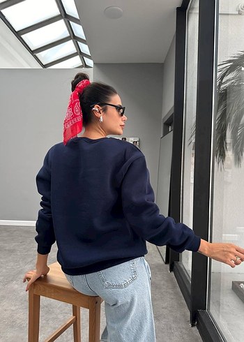 Kadın Lacivert Denim Sweatshirt