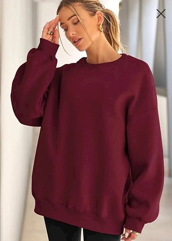 Bordo Oversize Kadın Sweatshirt