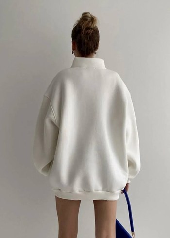 Diğer Beyaz NYC Baskılı Fermuarlı Sweatshirt