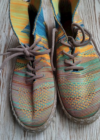 Kemal Tanca Renkli Örgü Bohem Dolgu Topuklu Espadril - Görsel 9