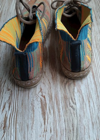Kemal Tanca Renkli Örgü Bohem Dolgu Topuklu Espadril - Görsel 5