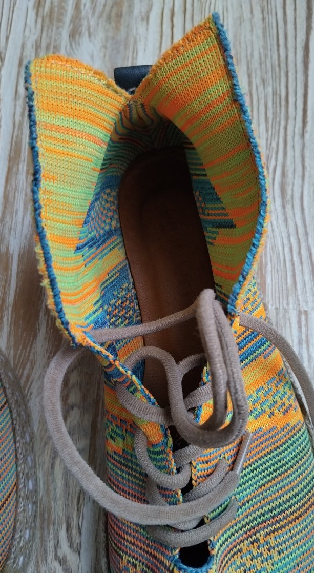 Kemal Tanca Renkli Örgü Bohem Dolgu Topuklu Espadril - Görsel 4