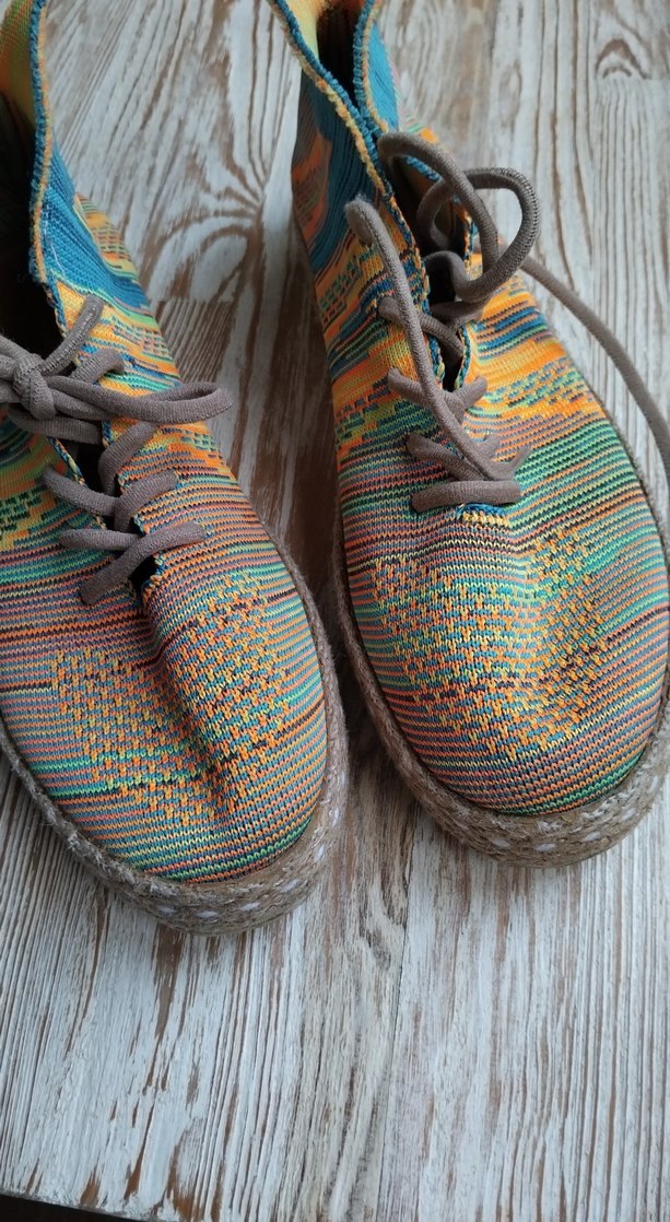 Kemal Tanca Renkli Örgü Bohem Dolgu Topuklu Espadril - Görsel 3