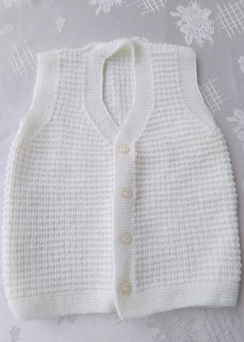 El Örgüsü Çocuk Beyaz Örgü Süveter - Görsel 2