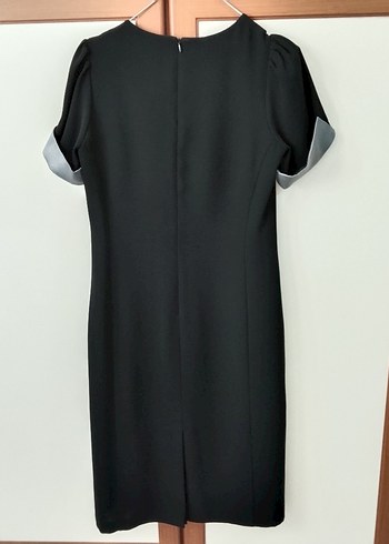 Kısa Kollu Midi Siyah Elbise - Görsel 5