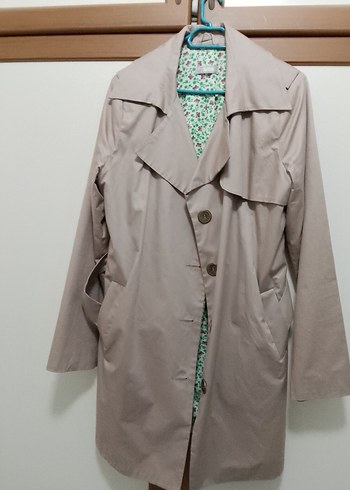 Bej Düğmeli Midi Kadın Trençkot - Görsel 5