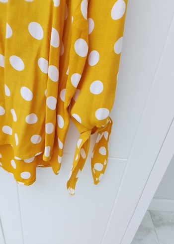 Sarı Puantiyeli Uzun Kollu Kadın Gömlek - Görsel 5