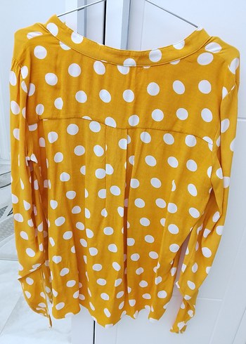 Sarı Puantiyeli Uzun Kollu Kadın Gömlek - Görsel 2
