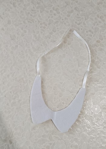 İşlemeli Beyaz Boncuklu Elbise Yakası - Görsel 2