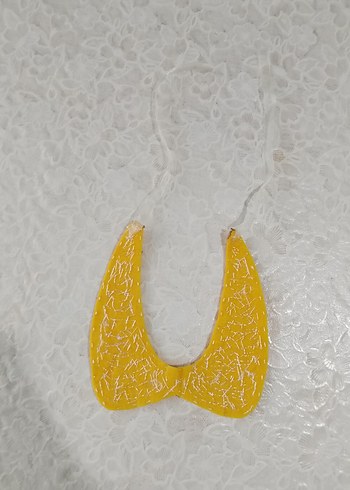 Sarı Nakışlı Kadın Elbise Yakası - Görsel 2