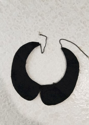 İşlemeli Boncuklu Siyah Elbise Yakası - Görsel 2