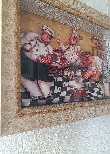 Ahşap Sanat Kahverengi rölyef çerçeveli Mutfak tablosu