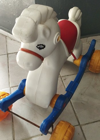 Renkli Tekerlekli Beyaz At Oyuncak - Görsel 6