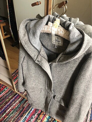 m Beden gri Renk Mavi Jeans Kaşe Kaban