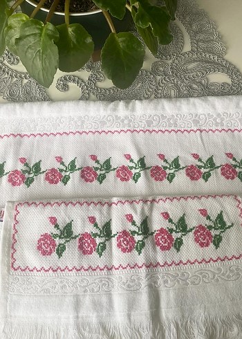 Diğer Nakışlı Beyaz Mutfak Havlusu