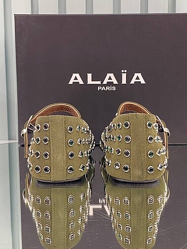 38 Beden haki Renk Alaia Strass Ballerinas Hakiki Deri ??