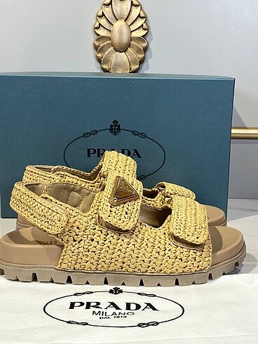 38 Beden Prada Wicker Sandal Hakiki Deri