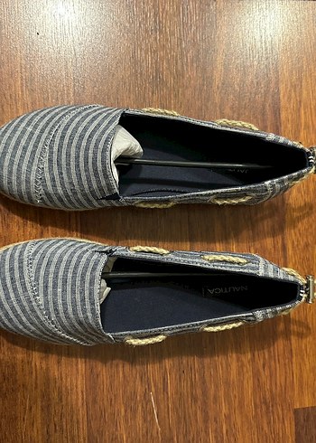 Kadın Mavi Gri Çizgili Espadril - Görsel 5