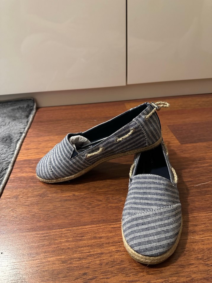 Kadın Mavi Gri Çizgili Espadril - Görsel 4