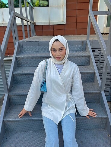 Yandan Bağlamalı Keten Kimono