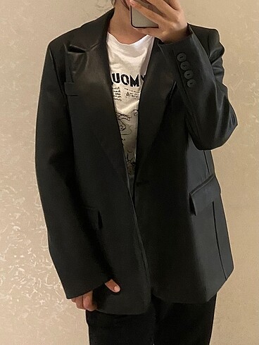 Deri oversize blazer ceket