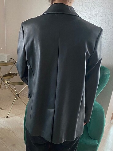 s Beden siyah Renk Deri oversize blazer ceket