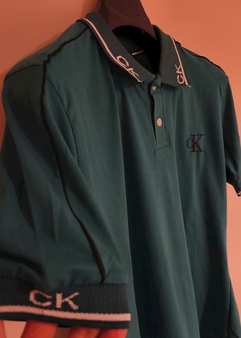 Calvin Klein Polo Yaka Petrol Mavisi Erkek T-shirti - Görsel 2