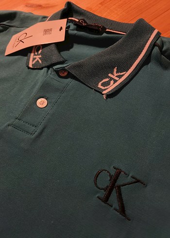 Calvin Klein Polo Yaka Petrol Mavisi Erkek T-shirti - Görsel 5