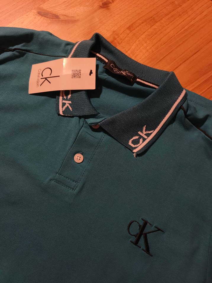 Calvin Klein Polo Yaka Petrol Mavisi Erkek T-shirti - Görsel 4