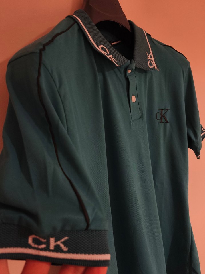 Calvin Klein Polo Yaka Petrol Mavisi Erkek T-shirti - Görsel 2