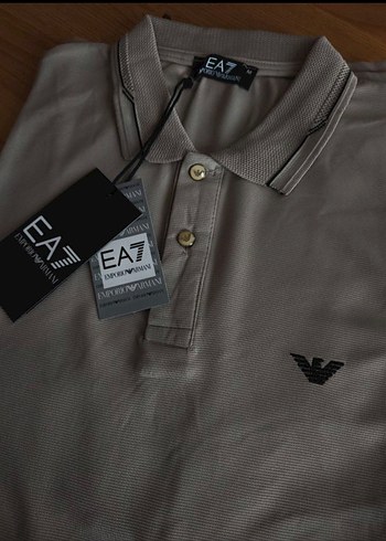 Emporio Armani Bej Renk Polo Yaka Erkek T-shirti - Görsel 3