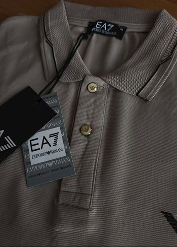 Emporio Armani Bej Renk Polo Yaka Erkek T-shirti - Görsel 4