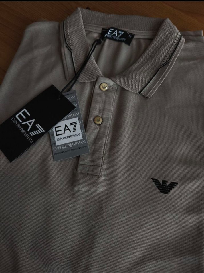 Emporio Armani Bej Renk Polo Yaka Erkek T-shirti - Görsel 3