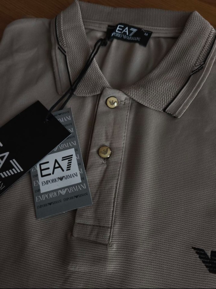 Emporio Armani Bej Renk Polo Yaka Erkek T-shirti - Görsel 4