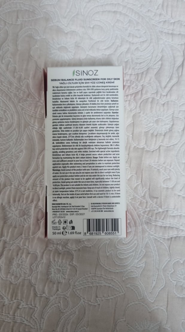 Sinoz Sebum Balance SPF50 Güneş Kremi - Görsel 2