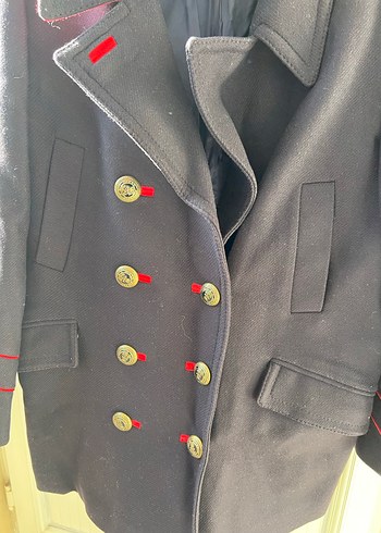 42 Beden Bordo Nakışlı Düğmeli Midi Manto